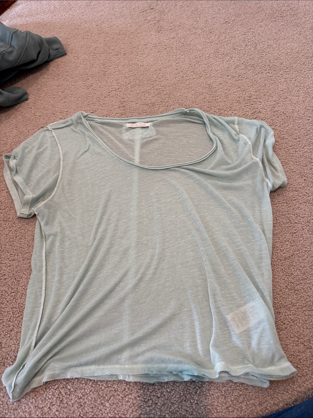 Free People Light Sage Short Sleeve Scoop Neck Tee
